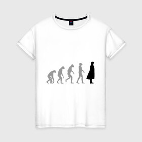 Женская футболка хлопок с принтом Sherlock evolution в Петрозаводске, 100% хлопок | прямой крой, круглый вырез горловины, длина до линии бедер, слегка спущенное плечо | sherlock evolution | кино | мультфильмы и тв 
 шерлок холмс | сыщик | холмс