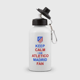 Бутылка спортивная с принтом keep calm i am Atletico Madrid fan ( Атлетико ) в Петрозаводске, металл | емкость — 500 мл, в комплекте две пластиковые крышки и карабин для крепления | keep calm i am atletico | мяч | спорт | футбол