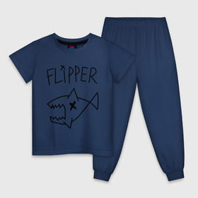 Детская пижама хлопок с принтом Flipper в Петрозаводске, 100% хлопок |  брюки и футболка прямого кроя, без карманов, на брюках мягкая резинка на поясе и по низу штанин
 | nirvana | акула | курта кобейна flipper | музыка | рок