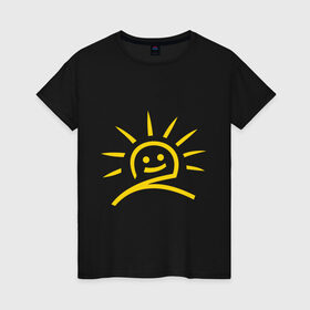 Женская футболка хлопок с принтом Солнечное настроение в Петрозаводске, 100% хлопок | прямой крой, круглый вырез горловины, длина до линии бедер, слегка спущенное плечо | 