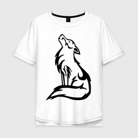 Мужская футболка хлопок Oversize с принтом Волк в Петрозаводске, 100% хлопок | свободный крой, круглый ворот, “спинка” длиннее передней части | Тематика изображения на принте: вой | волк | волчок | животные | прикольные картинки | серый