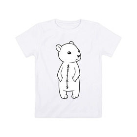 Детская футболка хлопок с принтом Белый мишка в Петрозаводске, 100% хлопок | круглый вырез горловины, полуприлегающий силуэт, длина до линии бедер | белый медведь | белый мишка | большой мишка | медведь | север | северный мишка