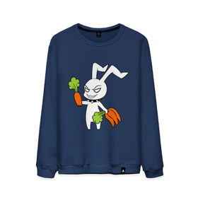 Мужской свитшот хлопок с принтом Злой зайчик в Петрозаводске, 100% хлопок |  | Тематика изображения на принте: животные | зайка | злой зайчик | кролик | морковка | прикольные картинки