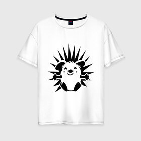 Женская футболка хлопок Oversize с принтом Веселый ёжик в Петрозаводске, 100% хлопок | свободный крой, круглый ворот, спущенный рукав, длина до линии бедер
 | веселый ёжик | ежик | животные | иголки | милый ежик | прикольные картинки