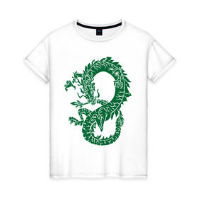 Женская футболка хлопок с принтом Древний китайский дракон в Петрозаводске, 100% хлопок | прямой крой, круглый вырез горловины, длина до линии бедер, слегка спущенное плечо | Тематика изображения на принте: дракон | древний китайский дракон | монстры | привидения и дьяволы | прикольные картинки