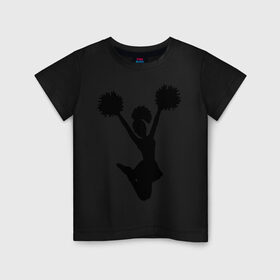 Детская футболка хлопок с принтом Черлидерша в Петрозаводске, 100% хлопок | круглый вырез горловины, полуприлегающий силуэт, длина до линии бедер | Тематика изображения на принте: болельщица | разное спортивное | спорт | черлидерша