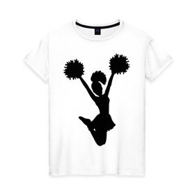 Женская футболка хлопок с принтом Черлидерша в Петрозаводске, 100% хлопок | прямой крой, круглый вырез горловины, длина до линии бедер, слегка спущенное плечо | болельщица | разное спортивное | спорт | черлидерша