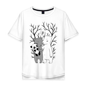 Мужская футболка хлопок Oversize с принтом Счастливая семья. в Петрозаводске, 100% хлопок | свободный крой, круглый ворот, “спинка” длиннее передней части | панда