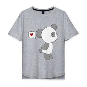 Мужская футболка хлопок Oversize с принтом Панда мальчик (парная). в Петрозаводске, 100% хлопок | свободный крой, круглый ворот, “спинка” длиннее передней части | панда