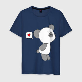 Мужская футболка хлопок с принтом Панда мальчик (парная). в Петрозаводске, 100% хлопок | прямой крой, круглый вырез горловины, длина до линии бедер, слегка спущенное плечо. | панда