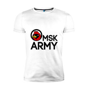 Мужская футболка премиум с принтом Omsk army в Петрозаводске, 92% хлопок, 8% лайкра | приталенный силуэт, круглый вырез ворота, длина до линии бедра, короткий рукав | omsk army | omskoe tv | видеоблоггер | омская птица | омское тв