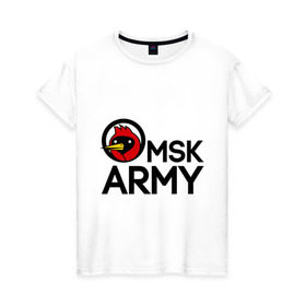 Женская футболка хлопок с принтом Omsk army в Петрозаводске, 100% хлопок | прямой крой, круглый вырез горловины, длина до линии бедер, слегка спущенное плечо | omsk army | omskoe tv | видеоблоггер | омская птица | омское тв