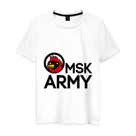 Мужская футболка хлопок с принтом Omsk army в Петрозаводске, 100% хлопок | прямой крой, круглый вырез горловины, длина до линии бедер, слегка спущенное плечо. | omsk army | omskoe tv | видеоблоггер | омская птица | омское тв