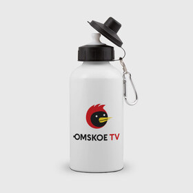 Бутылка спортивная с принтом Omskoe TV logo в Петрозаводске, металл | емкость — 500 мл, в комплекте две пластиковые крышки и карабин для крепления | logo | omskoe tv | видеоблоггер | лого | логотип | омская птица | омское тв