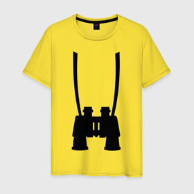 Мужская футболка хлопок с принтом Бинокль в Петрозаводске, 100% хлопок | прямой крой, круглый вырез горловины, длина до линии бедер, слегка спущенное плечо. | бинокль | одежда | прикольные картинки