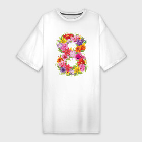 Платье-футболка хлопок с принтом 8 марта из цветов в Петрозаводске,  |  | 8 марта | 8 марта из цветов | идеи подарков | любимая | мама | подарок | цветы