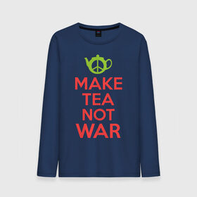 Мужской лонгслив хлопок с принтом Make tea not war в Петрозаводске, 100% хлопок |  | keep calm | make tea not war | прикольные надписи | чай