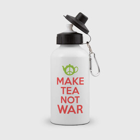 Бутылка спортивная с принтом Make tea not war в Петрозаводске, металл | емкость — 500 мл, в комплекте две пластиковые крышки и карабин для крепления | keep calm | make tea not war | прикольные надписи | чай