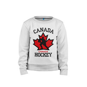 Детский свитшот хлопок с принтом Канада хоккей (Canada Hockey) в Петрозаводске, 100% хлопок | круглый вырез горловины, эластичные манжеты, пояс и воротник | Тематика изображения на принте: canada hockey | канада хоккей | лед | спорт | хоккей | шайба