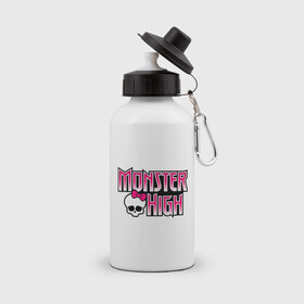 Бутылка спортивная с принтом Monster High logo в Петрозаводске, металл | емкость — 500 мл, в комплекте две пластиковые крышки и карабин для крепления | monster high | кукла монстр | куклы | монстры | школа монстров