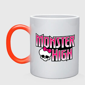 Кружка хамелеон с принтом Monster High logo в Петрозаводске, керамика | меняет цвет при нагревании, емкость 330 мл | monster high | кукла монстр | куклы | монстры | школа монстров