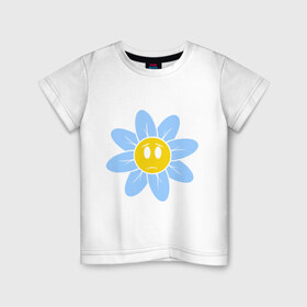 Детская футболка хлопок с принтом Грустная ромашка в Петрозаводске, 100% хлопок | круглый вырез горловины, полуприлегающий силуэт, длина до линии бедер | 8 марта 
 позитив и смайлы | грустная ромашка | подарки | цветы