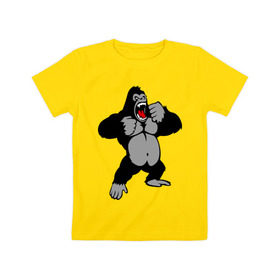 Детская футболка хлопок с принтом Злая горилла в Петрозаводске, 100% хлопок | круглый вырез горловины, полуприлегающий силуэт, длина до линии бедер | горилла | животные | злая горилла | обезьяна