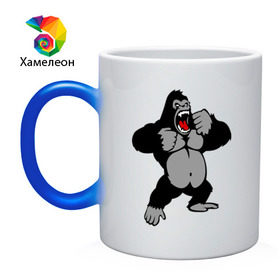 Кружка хамелеон с принтом Злая горилла в Петрозаводске, керамика | меняет цвет при нагревании, емкость 330 мл | горилла | животные | злая горилла | обезьяна