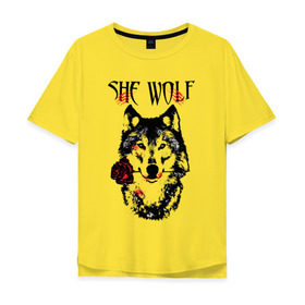 Мужская футболка хлопок Oversize с принтом Модный дизайн - Настоящая Волчица в Петрозаводске, 100% хлопок | свободный крой, круглый ворот, “спинка” длиннее передней части | волк | волки | модный дизайн | настоящая волчица | прикольные картинки | роза | серый | цветы