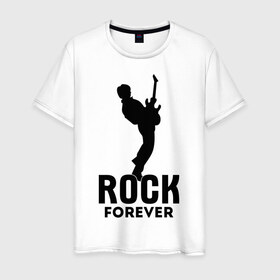 Мужская футболка хлопок с принтом Rock forever в Петрозаводске, 100% хлопок | прямой крой, круглый вырез горловины, длина до линии бедер, слегка спущенное плечо. | media	 rock forever | music | rock | музыка | музыкальные | рок