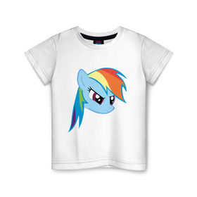 Детская футболка хлопок с принтом Rainbow Dash в Петрозаводске, 100% хлопок | круглый вырез горловины, полуприлегающий силуэт, длина до линии бедер | my little pony | rainbow dash | дружба   это чудо | мультфильм | пони | поняши | поняшки | радуга дэш