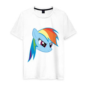 Мужская футболка хлопок с принтом Rainbow Dash в Петрозаводске, 100% хлопок | прямой крой, круглый вырез горловины, длина до линии бедер, слегка спущенное плечо. | my little pony | rainbow dash | дружба   это чудо | мультфильм | пони | поняши | поняшки | радуга дэш