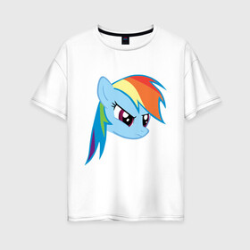 Женская футболка хлопок Oversize с принтом Rainbow Dash в Петрозаводске, 100% хлопок | свободный крой, круглый ворот, спущенный рукав, длина до линии бедер
 | my little pony | rainbow dash | дружба   это чудо | мультфильм | пони | поняши | поняшки | радуга дэш