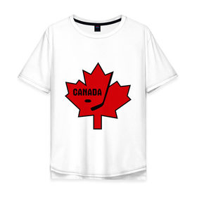 Мужская футболка хлопок Oversize с принтом Canada hockey (Канадский хоккей) в Петрозаводске, 100% хлопок | свободный крой, круглый ворот, “спинка” длиннее передней части | canada hockey | калиновый лист | канадский хоккей | спорт | хоккей