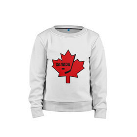Детский свитшот хлопок с принтом Canada hockey (Канадский хоккей) в Петрозаводске, 100% хлопок | круглый вырез горловины, эластичные манжеты, пояс и воротник | canada hockey | калиновый лист | канадский хоккей | спорт | хоккей