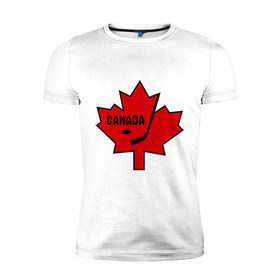 Мужская футболка премиум с принтом Canada hockey (Канадский хоккей) в Петрозаводске, 92% хлопок, 8% лайкра | приталенный силуэт, круглый вырез ворота, длина до линии бедра, короткий рукав | canada hockey | калиновый лист | канадский хоккей | спорт | хоккей