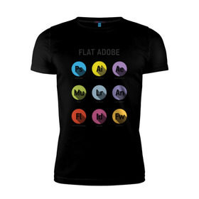 Мужская футболка премиум с принтом Flat Adobe в Петрозаводске, 92% хлопок, 8% лайкра | приталенный силуэт, круглый вырез ворота, длина до линии бедра, короткий рукав | flat adobe | графика | графический дизайн | дизайнерам | профессии