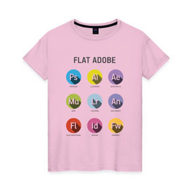 Женская футболка хлопок с принтом Flat Adobe в Петрозаводске, 100% хлопок | прямой крой, круглый вырез горловины, длина до линии бедер, слегка спущенное плечо | flat adobe | графика | графический дизайн | дизайнерам | профессии