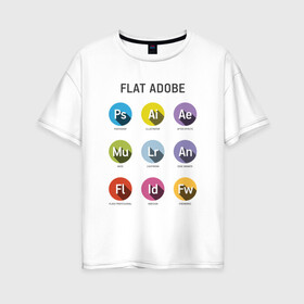 Женская футболка хлопок Oversize с принтом Flat Adobe в Петрозаводске, 100% хлопок | свободный крой, круглый ворот, спущенный рукав, длина до линии бедер
 | flat adobe | графика | графический дизайн | дизайнерам | профессии