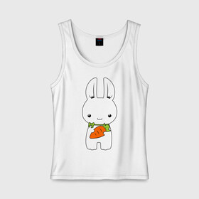 Женская майка хлопок с принтом Зайчик с морковкой в Петрозаводске, 95% хлопок, 5% эластан |  | белый кролик | животные | зайчик | зайчик с морковкой | морковь