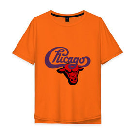 Мужская футболка хлопок Oversize с принтом Чикаго Булс Chicago bulls в Петрозаводске, 100% хлопок | свободный крой, круглый ворот, “спинка” длиннее передней части | chicago bulls | swag | бык | чикаго булс