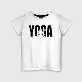 Детская футболка хлопок с принтом Йога в Петрозаводске, 100% хлопок | круглый вырез горловины, полуприлегающий силуэт, длина до линии бедер | Тематика изображения на принте: йога | спорт  медитация | фитнес