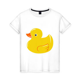 Женская футболка хлопок с принтом Утёнок в Петрозаводске, 100% хлопок | прямой крой, круглый вырез горловины, длина до линии бедер, слегка спущенное плечо | детям | животные | кря | птица | утёнок