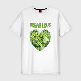 Мужская футболка премиум с принтом Вегетарианцы - Я никого не ем! в Петрозаводске, 92% хлопок, 8% лайкра | приталенный силуэт, круглый вырез ворота, длина до линии бедра, короткий рукав | Тематика изображения на принте: vegan | вегетарианцы | капуста | луг | овощи | я никого не ем | яблоко