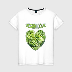 Женская футболка хлопок с принтом Вегетарианцы - Я никого не ем! в Петрозаводске, 100% хлопок | прямой крой, круглый вырез горловины, длина до линии бедер, слегка спущенное плечо | vegan | вегетарианцы | капуста | луг | овощи | я никого не ем | яблоко