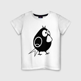 Детская футболка хлопок с принтом Забавная птичка в Петрозаводске, 100% хлопок | круглый вырез горловины, полуприлегающий силуэт, длина до линии бедер | воробей | животные | забавная птичка | прикольные картинки