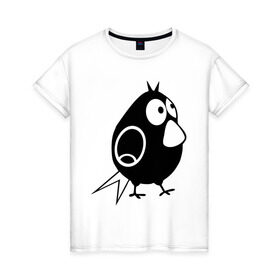 Женская футболка хлопок с принтом Забавная птичка в Петрозаводске, 100% хлопок | прямой крой, круглый вырез горловины, длина до линии бедер, слегка спущенное плечо | воробей | животные | забавная птичка | прикольные картинки