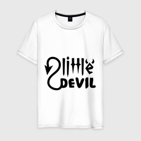 Мужская футболка хлопок с принтом Маленький дьявол в Петрозаводске, 100% хлопок | прямой крой, круглый вырез горловины, длина до линии бедер, слегка спущенное плечо. | маленький дьявол | монстры | привидения и дьяволы