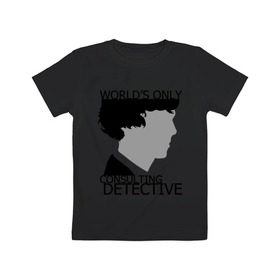 Детская футболка хлопок с принтом Sherlock Detective в Петрозаводске, 100% хлопок | круглый вырез горловины, полуприлегающий силуэт, длина до линии бедер | sherlock detective | кино | мультфильмы и тв 
подкатегория: | сыщик | холмс | хомс