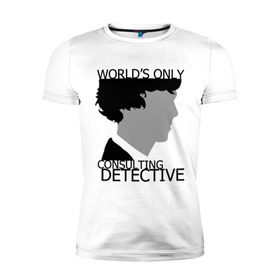 Мужская футболка премиум с принтом Sherlock Detective в Петрозаводске, 92% хлопок, 8% лайкра | приталенный силуэт, круглый вырез ворота, длина до линии бедра, короткий рукав | Тематика изображения на принте: sherlock detective | кино | мультфильмы и тв 
подкатегория: | сыщик | холмс | хомс